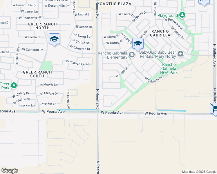 map of restaurants, bars, coffee shops, grocery stores, and more near 15446 West Mercer Lane in Surprise