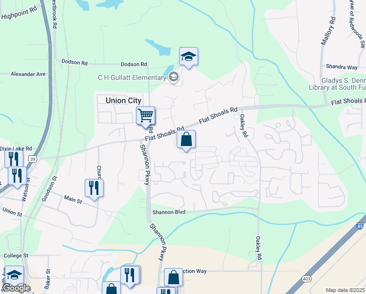 map of restaurants, bars, coffee shops, grocery stores, and more near 4563 Bull Court in Union City