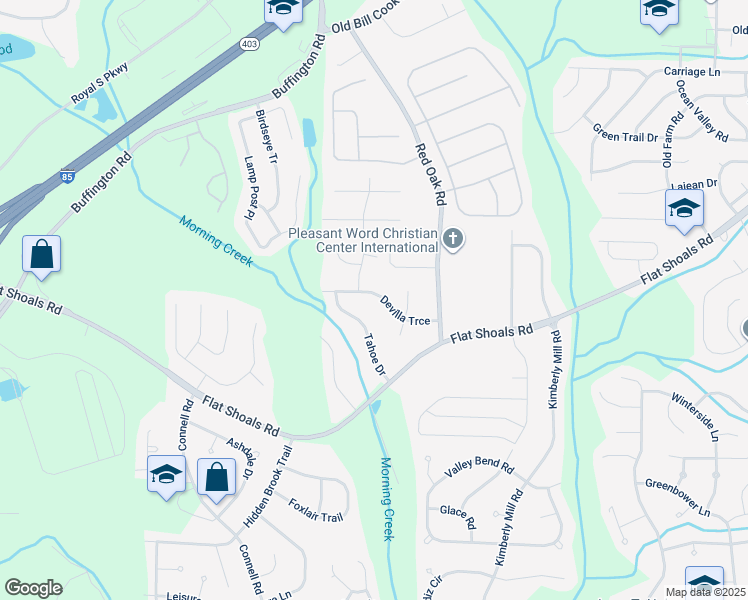 map of restaurants, bars, coffee shops, grocery stores, and more near 3270 Devilla Trce in Atlanta