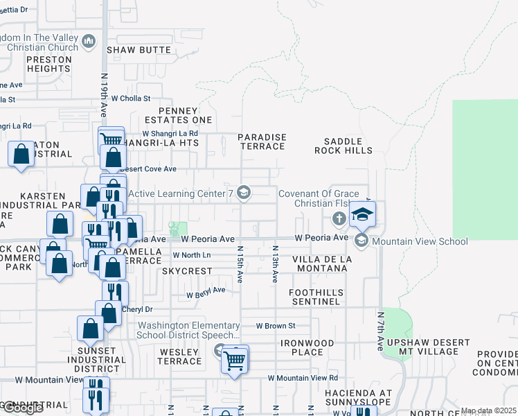 map of restaurants, bars, coffee shops, grocery stores, and more near 1495 West Sahuaro Drive in Phoenix