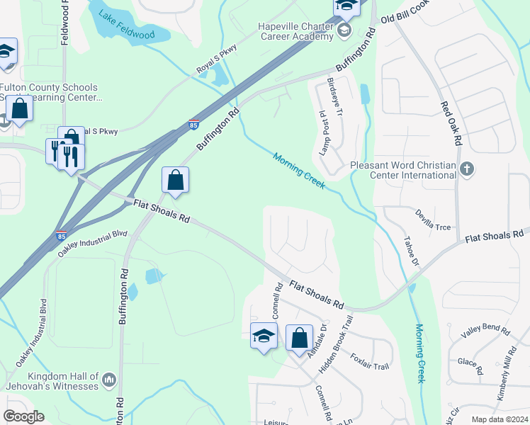 map of restaurants, bars, coffee shops, grocery stores, and more near 3508 Dacite Court in Atlanta