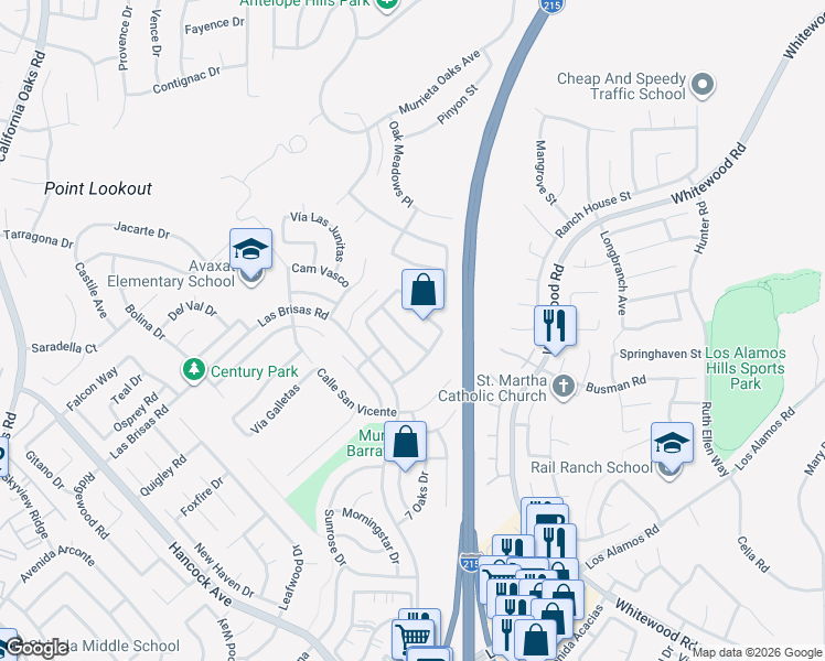 map of restaurants, bars, coffee shops, grocery stores, and more near 24550 Camino Meridiana in Murrieta