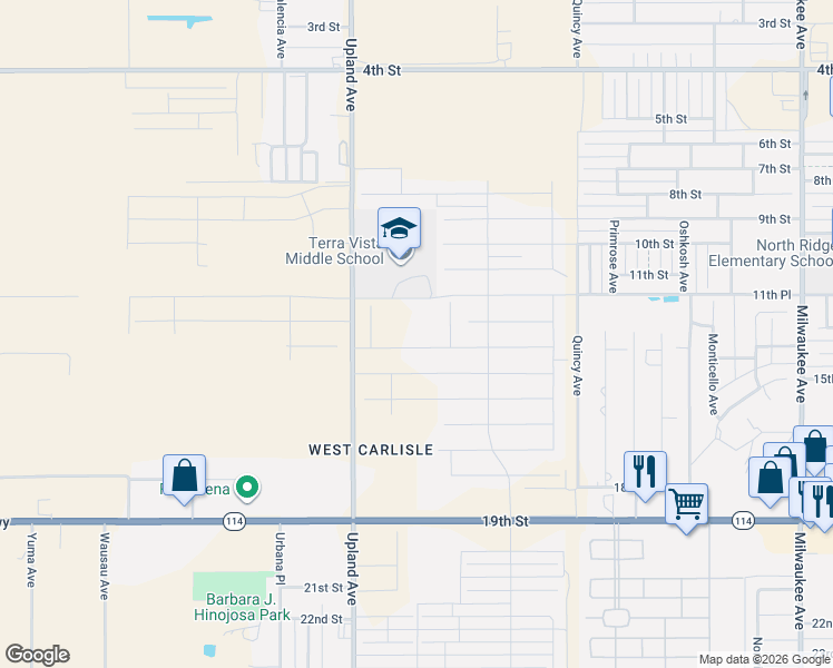 map of restaurants, bars, coffee shops, grocery stores, and more near 7250-7298 12th Street in Lubbock
