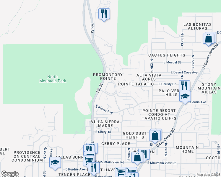 map of restaurants, bars, coffee shops, grocery stores, and more near 2 East Clinton Street in Phoenix