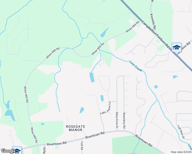 map of restaurants, bars, coffee shops, grocery stores, and more near 395 Lake Jonathan Lane in Fairburn