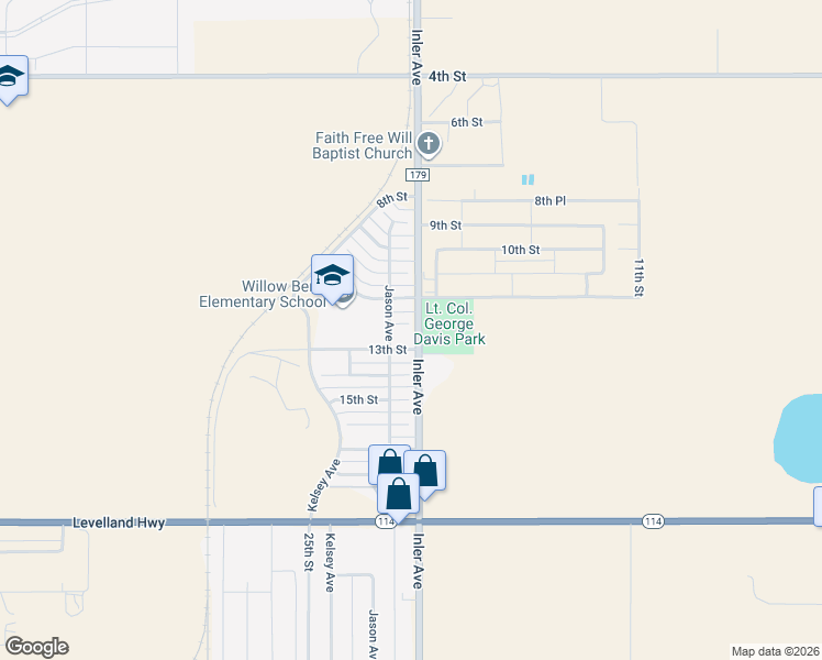 map of restaurants, bars, coffee shops, grocery stores, and more near 801-1399 Inler Avenue in Lubbock