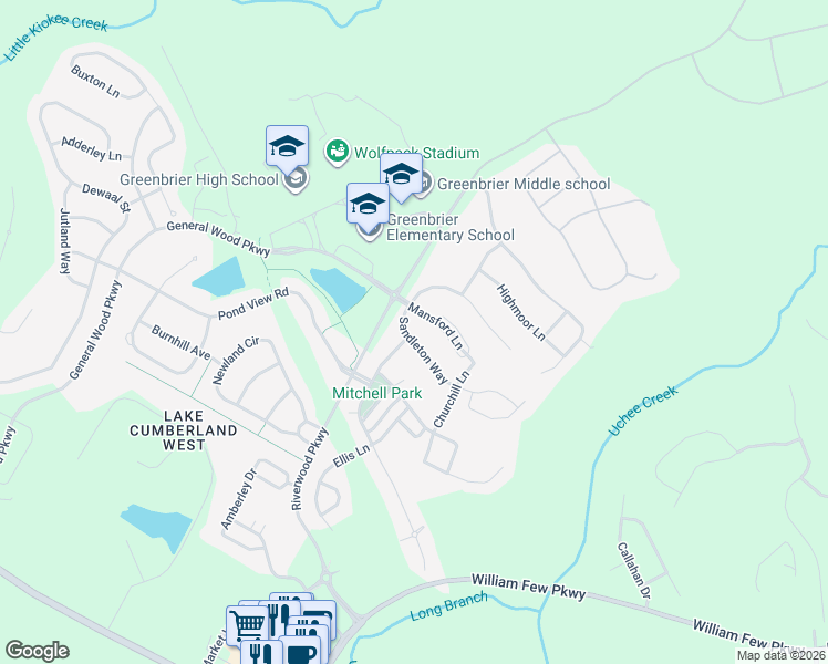 map of restaurants, bars, coffee shops, grocery stores, and more near 900 Mitchell Lane in Evans