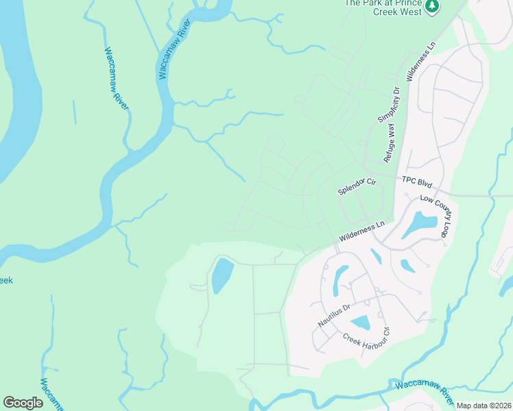 map of restaurants, bars, coffee shops, grocery stores, and more near 3366 Wilderness Lane in Murrells Inlet