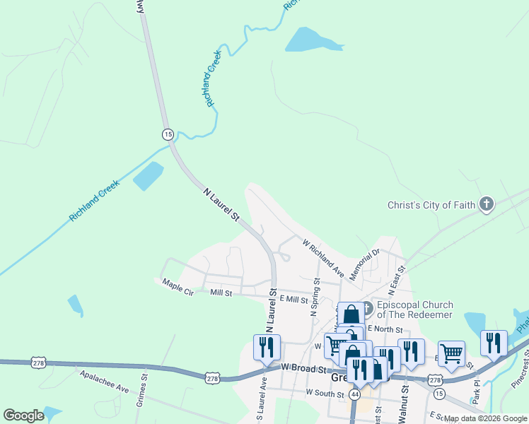 map of restaurants, bars, coffee shops, grocery stores, and more near 220 Mize Court in Greensboro