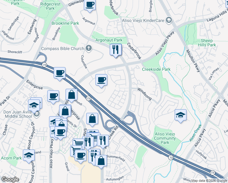 map of restaurants, bars, coffee shops, grocery stores, and more near 11 Mistral in Aliso Viejo