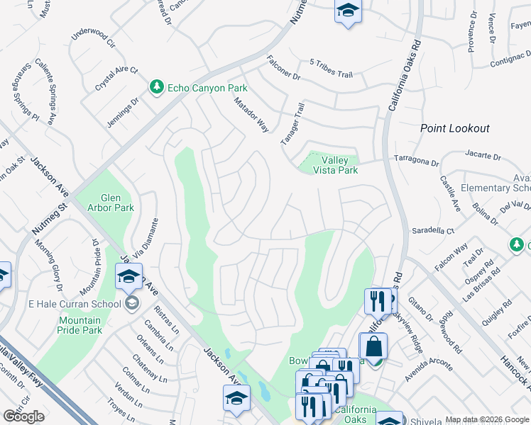 map of restaurants, bars, coffee shops, grocery stores, and more near 23993 Vía Astuto in Murrieta