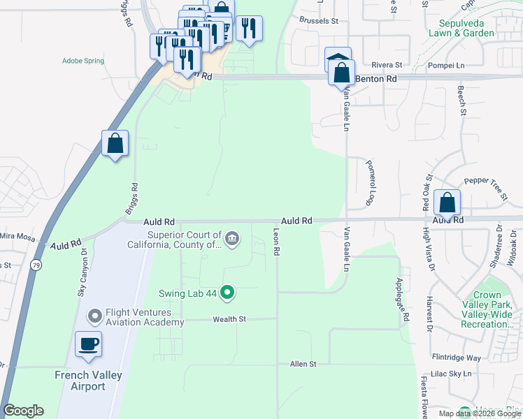 map of restaurants, bars, coffee shops, grocery stores, and more near 30980 Auld Road in Winchester