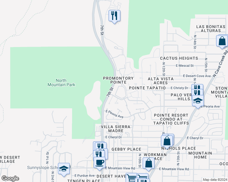 map of restaurants, bars, coffee shops, grocery stores, and more near 124 North 9th Street in Phoenix