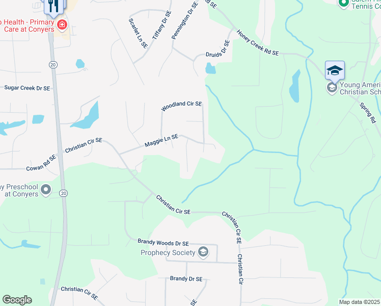map of restaurants, bars, coffee shops, grocery stores, and more near 3952 Leisure Court Southeast in Conyers