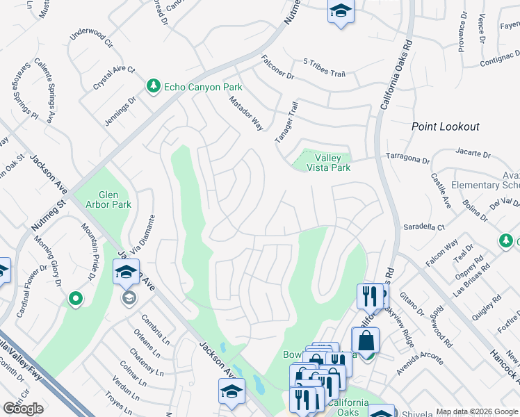 map of restaurants, bars, coffee shops, grocery stores, and more near 23993 Vía Astuto in Murrieta