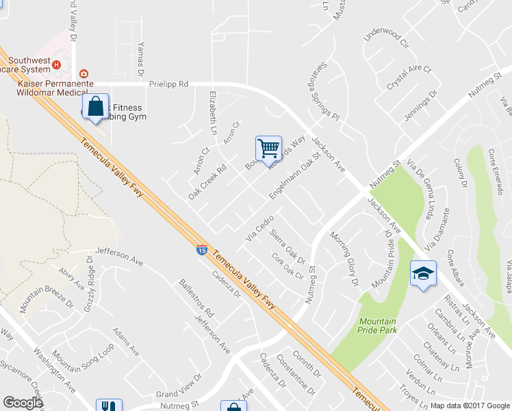 map of restaurants, bars, coffee shops, grocery stores, and more near 41114 Engelmann Oak Street in Murrieta