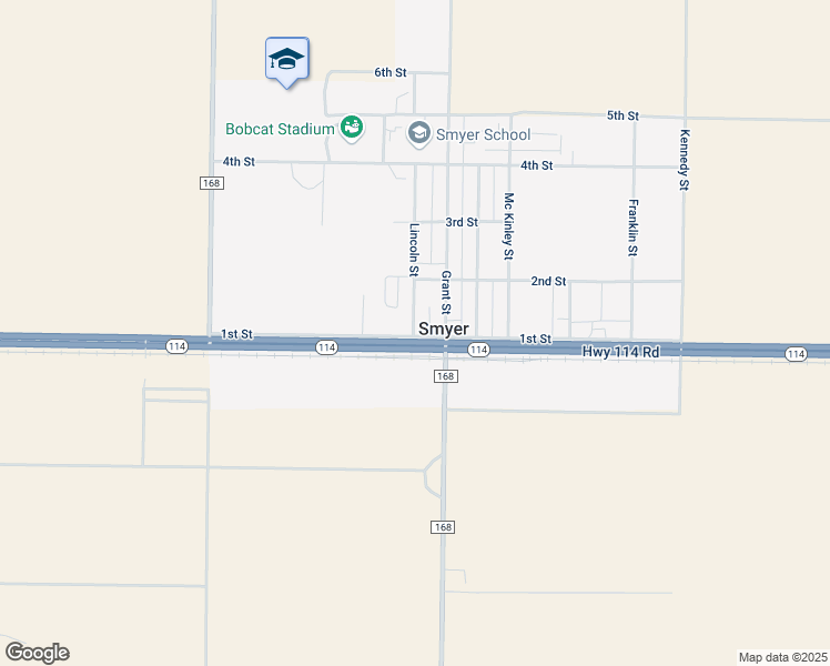 map of restaurants, bars, coffee shops, grocery stores, and more near State Highway 114 in Smyer