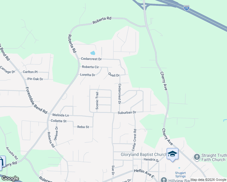 map of restaurants, bars, coffee shops, grocery stores, and more near 2011 Trailridge Square in Birmingham