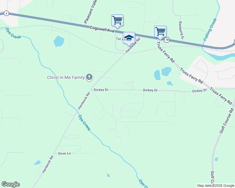 map of restaurants, bars, coffee shops, grocery stores, and more near 300 Dickey Drive in Pell City
