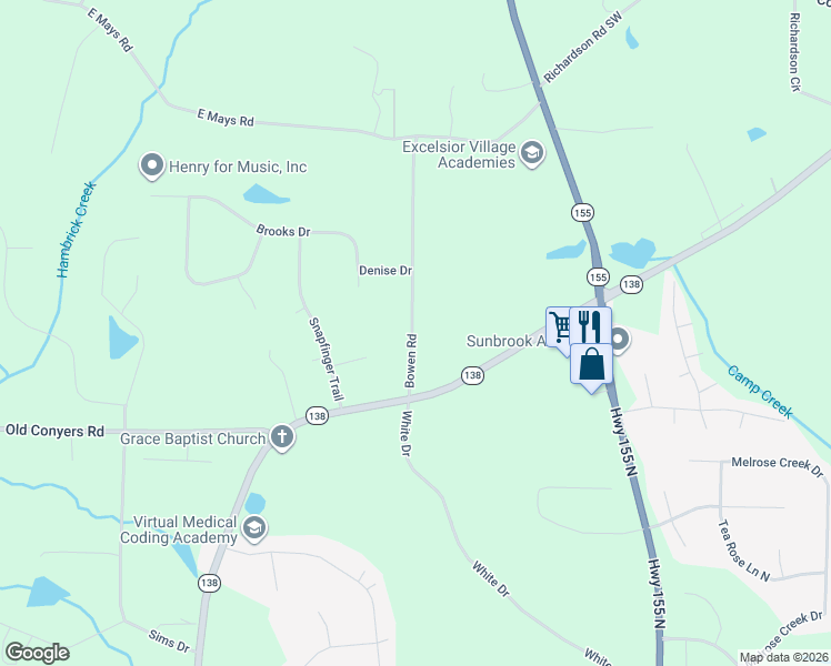 map of restaurants, bars, coffee shops, grocery stores, and more near 57 Bowen Road in Stockbridge