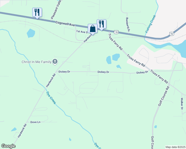 map of restaurants, bars, coffee shops, grocery stores, and more near 370 Dickey Drive in Pell City