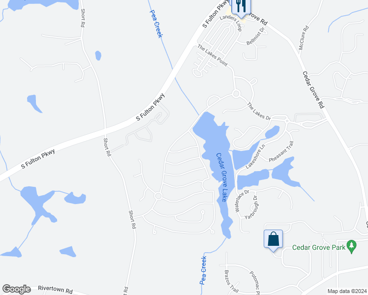 map of restaurants, bars, coffee shops, grocery stores, and more near 7979 Larksview Drive in Fairburn