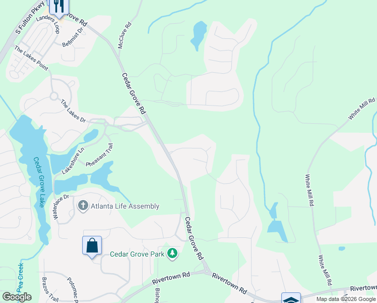 map of restaurants, bars, coffee shops, grocery stores, and more near 7507 Saint David Street in Fairburn