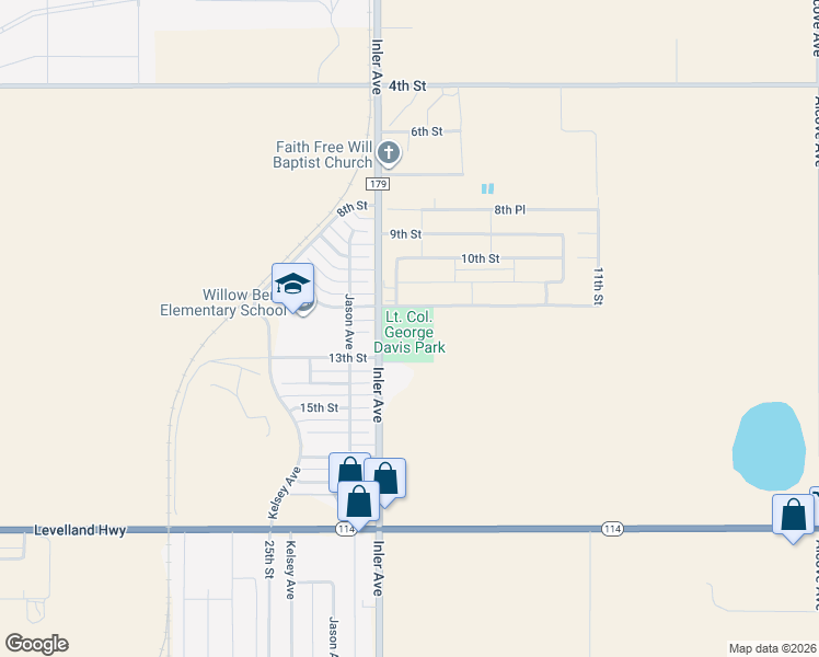 map of restaurants, bars, coffee shops, grocery stores, and more near 801 Inler Avenue in Lubbock