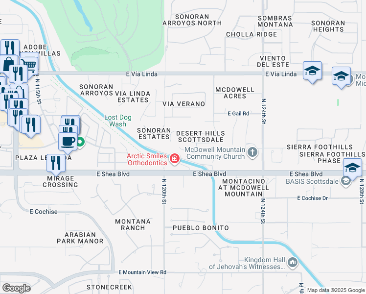 map of restaurants, bars, coffee shops, grocery stores, and more near 12078 East Clinton Street in Scottsdale