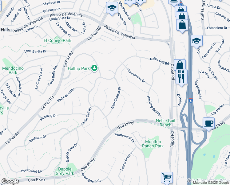 map of restaurants, bars, coffee shops, grocery stores, and more near 26042 Flintlock Lane in Laguna Hills