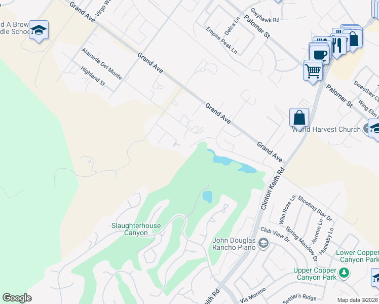 map of restaurants, bars, coffee shops, grocery stores, and more near 37146 Formby Court in Murrieta