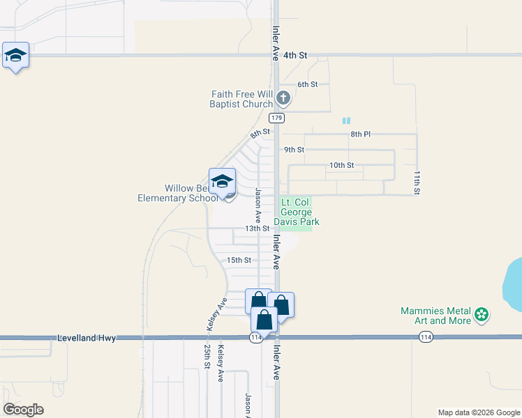 map of restaurants, bars, coffee shops, grocery stores, and more near 8802 11th Street in Lubbock