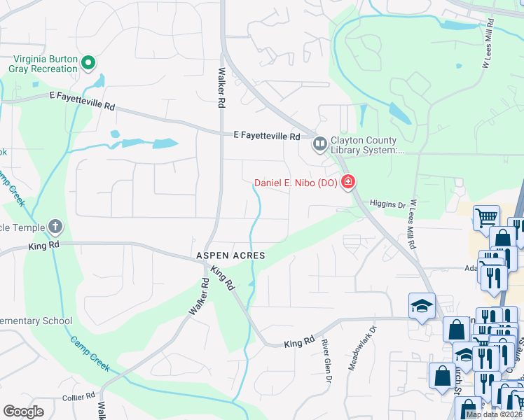map of restaurants, bars, coffee shops, grocery stores, and more near 1106 Valentine Court in Riverdale