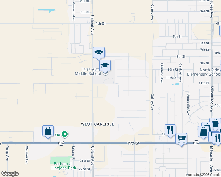 map of restaurants, bars, coffee shops, grocery stores, and more near 7250-7298 12th Street in Lubbock