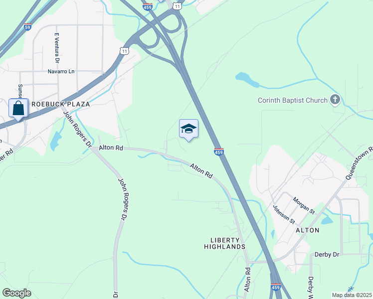 map of restaurants, bars, coffee shops, grocery stores, and more near 1221 Alton Drive in Birmingham