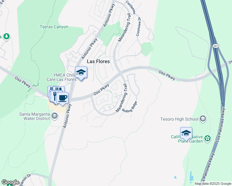 map of restaurants, bars, coffee shops, grocery stores, and more near 27 Poppyfield Lane in Rancho Santa Margarita