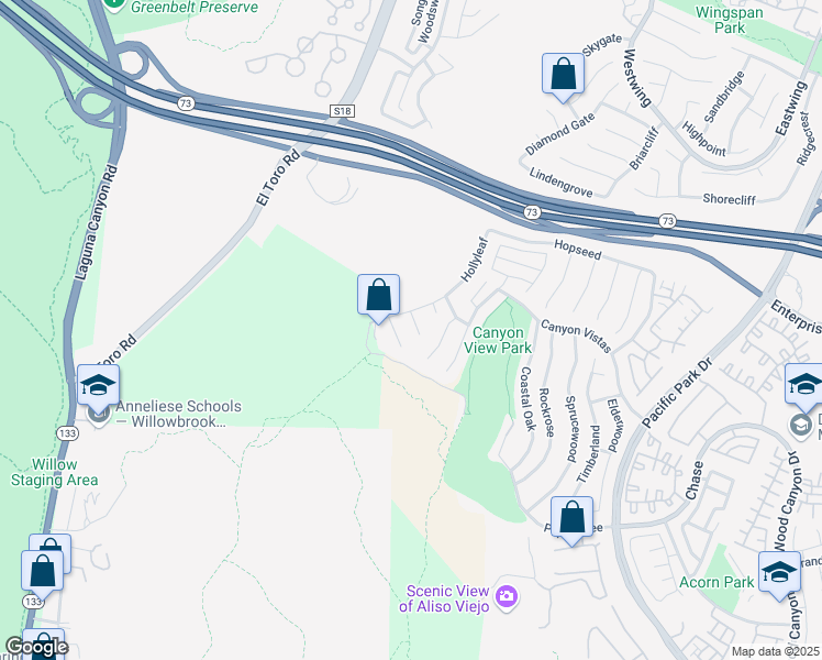 map of restaurants, bars, coffee shops, grocery stores, and more near 8 Sugar Gum in Aliso Viejo