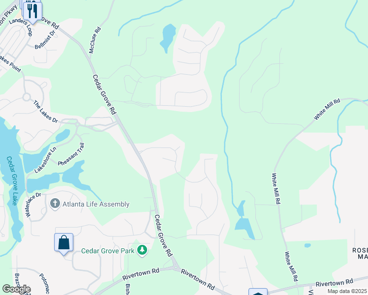 map of restaurants, bars, coffee shops, grocery stores, and more near 515 Saint Helen Way in Fairburn