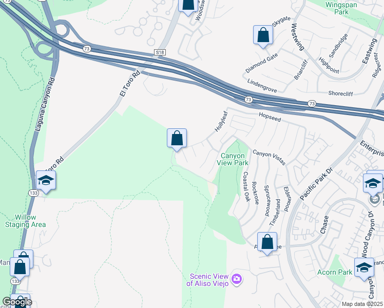 map of restaurants, bars, coffee shops, grocery stores, and more near 8 Sugar Gum in Aliso Viejo