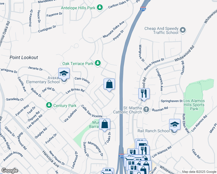 map of restaurants, bars, coffee shops, grocery stores, and more near 24518 Vía Las Laderas in Murrieta