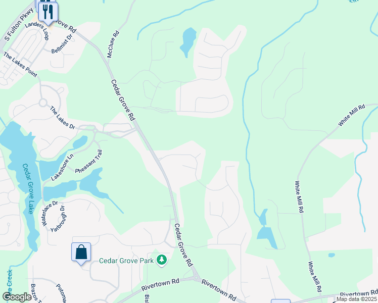 map of restaurants, bars, coffee shops, grocery stores, and more near 7495 Saint David Street in Fairburn