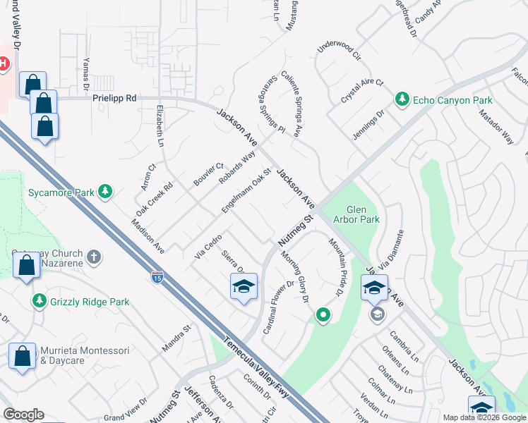 map of restaurants, bars, coffee shops, grocery stores, and more near 23694 Spring Oak Place in Murrieta