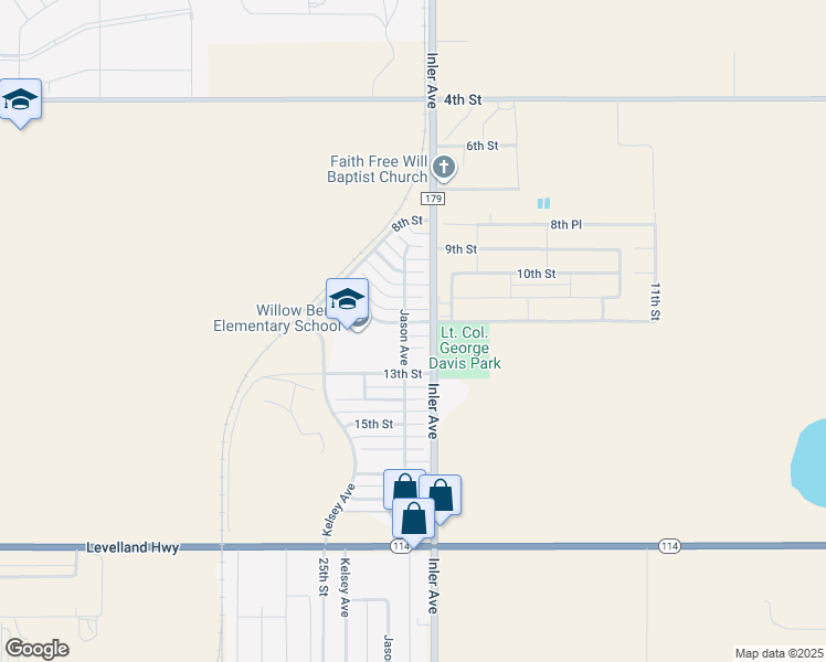 map of restaurants, bars, coffee shops, grocery stores, and more near 8802 11th Street in Lubbock