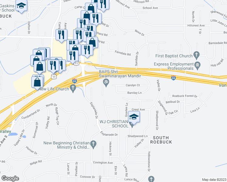 map of restaurants, bars, coffee shops, grocery stores, and more near 608 Highland Avenue in Birmingham