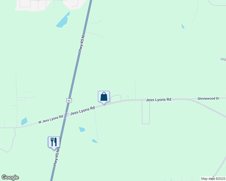 map of restaurants, bars, coffee shops, grocery stores, and more near 385 Jess Lyons Road in Columbus