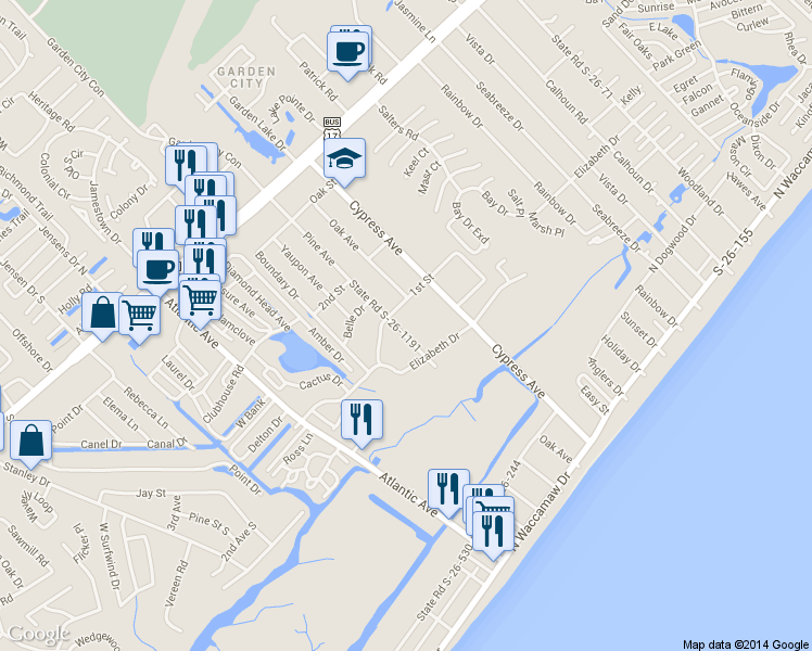 map of restaurants, bars, coffee shops, grocery stores, and more near 330 Pine Ave in Murrells Inlet