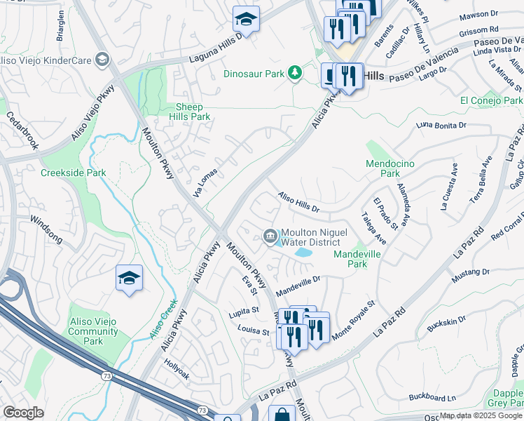 map of restaurants, bars, coffee shops, grocery stores, and more near 24378 Larchmont Court in Laguna Hills