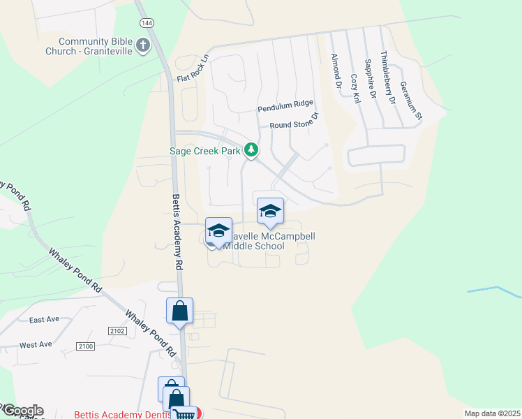 map of restaurants, bars, coffee shops, grocery stores, and more near 1169 Sage Creek Boulevard in Graniteville