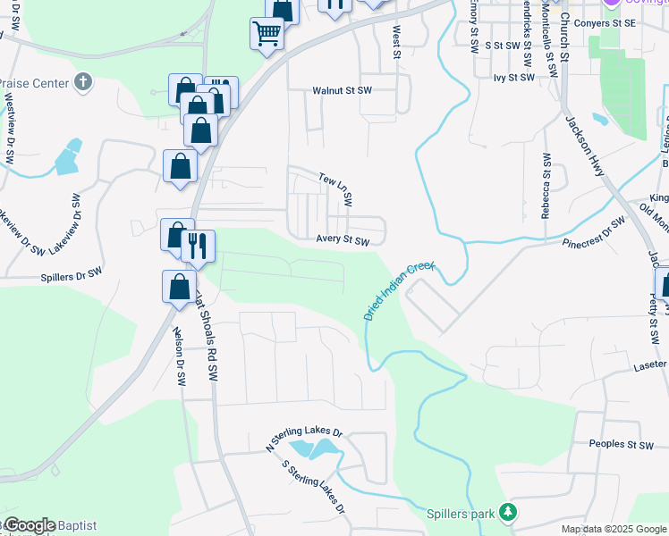 map of restaurants, bars, coffee shops, grocery stores, and more near 7770 Sudbury Circle in Covington