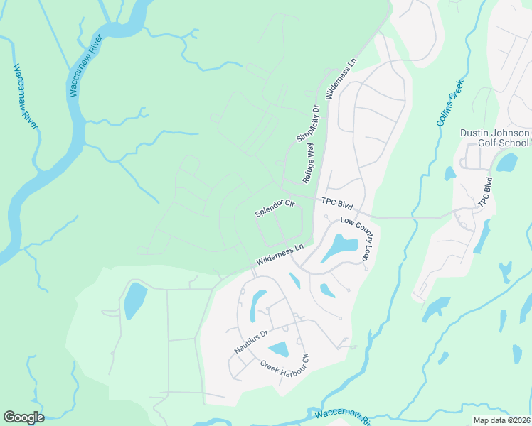 map of restaurants, bars, coffee shops, grocery stores, and more near 312 Splendor Circle in Murrells Inlet